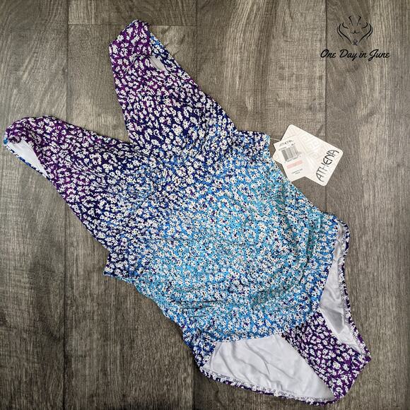 Athena Surplice One Piece Swimsuit Size 12 - Picture 3 of 4